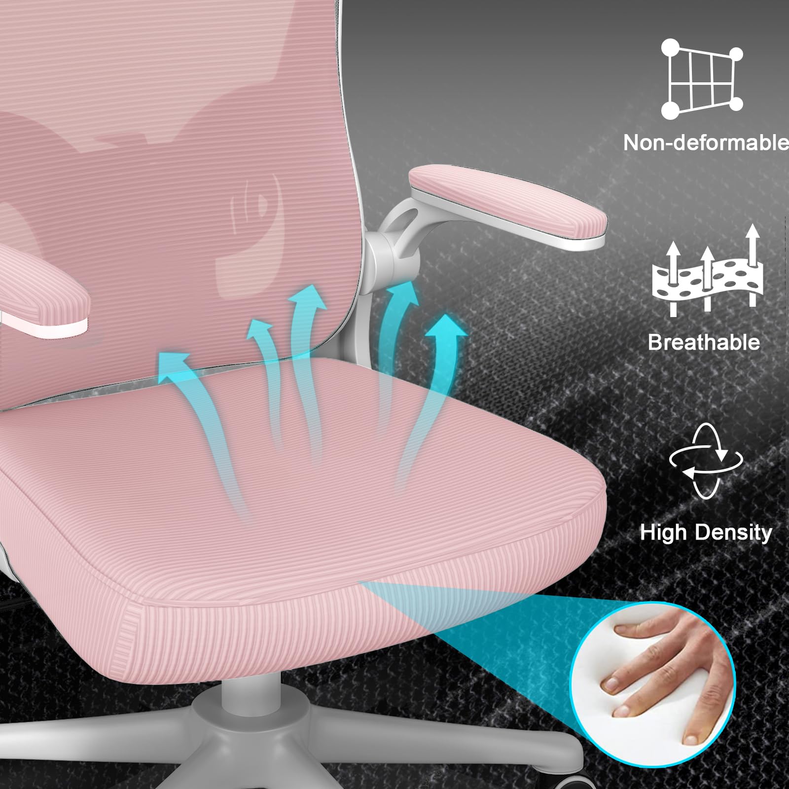 naspaluro Office Chair Ergonomic Desk with 90° Flip-up Armrest Lumbar Support, Height Adjustable Chair, Executive Swivel Computer Padded Seat Cushion for Home/Office