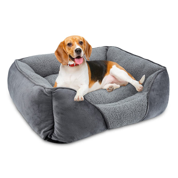 MIXJOY Large Dog Bed Washable, Grey Dog Bed Puppy Beds Orthopedic Pet Bed with Anti-Slip Bottom, Low Front Edge Dog Bed for Border Collie, Golden Retriever, French Bulldog, 76×61×23 cm