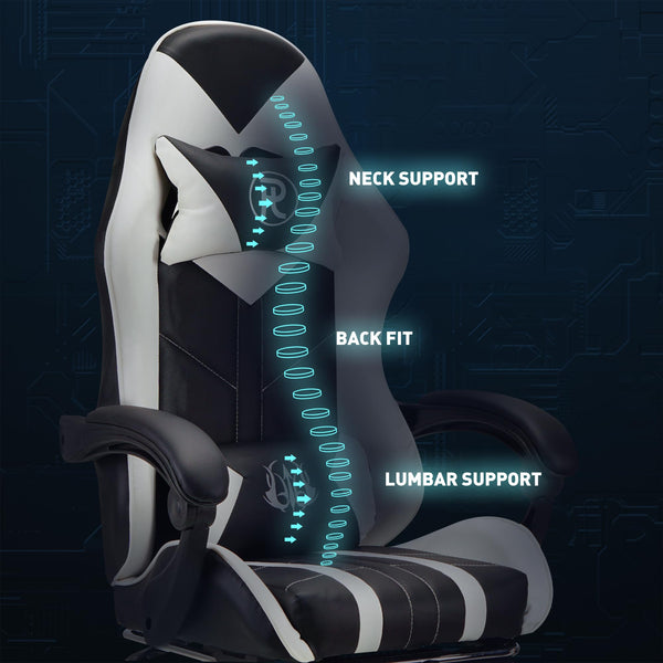 Play haha.Ergonomic reclining seat with footrest adjustable headrest and lumbar cushion high back support padded armrests PU leather finish for gaming home or office use