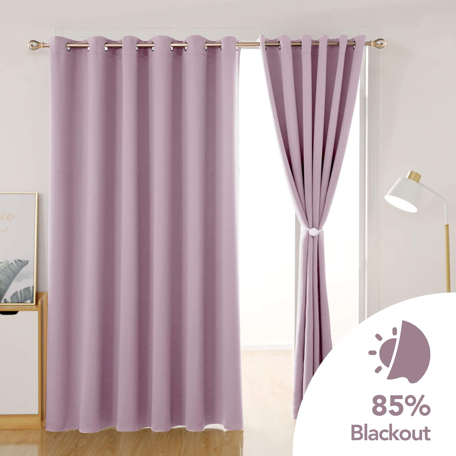 Deconovo Blackout Curtains Eyelet Super Soft Thermal Insulated Ring Top Blackout Curtains for Nursery 46 x 54 Drop Inch Dark Grey 2 Panels