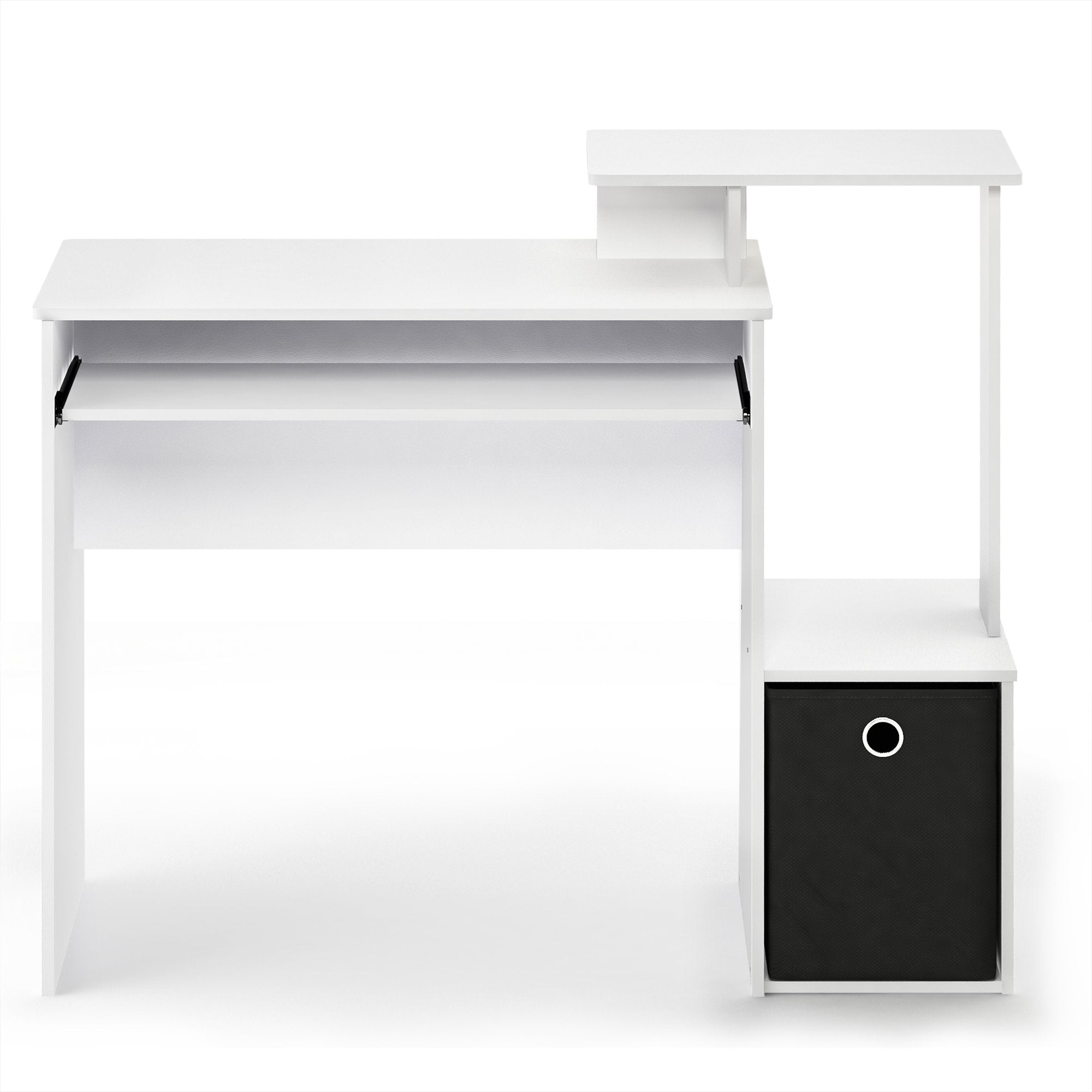 Furinno Econ Multipurpose Home Office Computer Writing Desk, Computer Desk, Study Desk, w/Bin, White/Black, 100.1 (W) x 86.6 (H) x 39.9 (D) cm