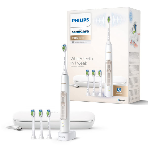Philips Sonicare Series 7900: Advanced Whitening Sonic Electric Toothbrush with app in White, (Model HX9636/19)