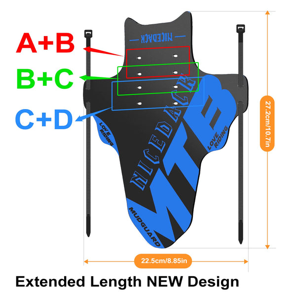 NICEDACK Mudguards Mountain Bike, 2 Pieces Mudguard Fit 20-29 Inch MTB Mudguard Front and Rear Compatible Bicycle Splash Guard