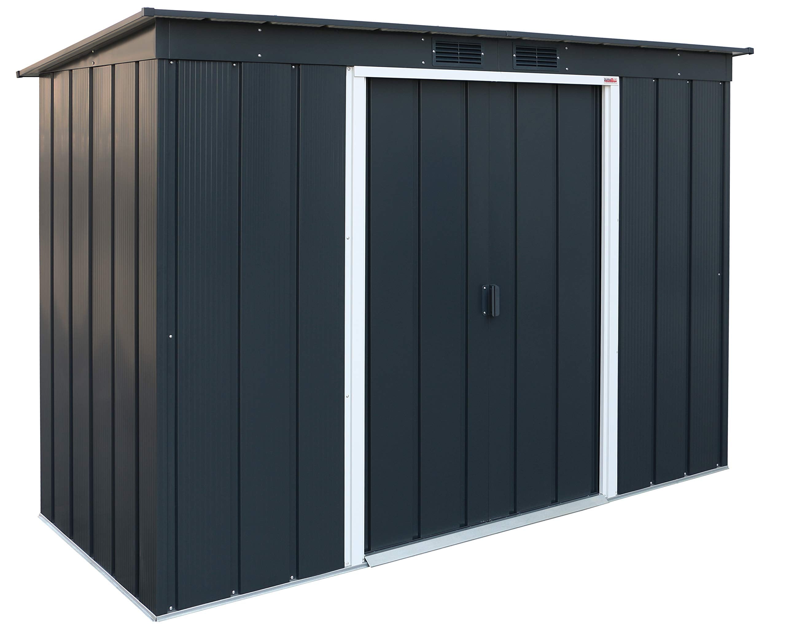 Duramax ECO 8 x 8 (6.35 m2) Metal Garden Storage Shed, Hot-Dipped Galvanized Metal Garden Shed, Tool Storage Shed, Strong Reinforced Roof Structure, Maintenance-Free Metal Shed, Anthracite