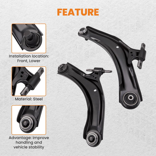 maXpeedingrods Front 2 Pair Lower Wishbone Arms B/joints & Links Kit for NISSAN Qashqai 2007-2013