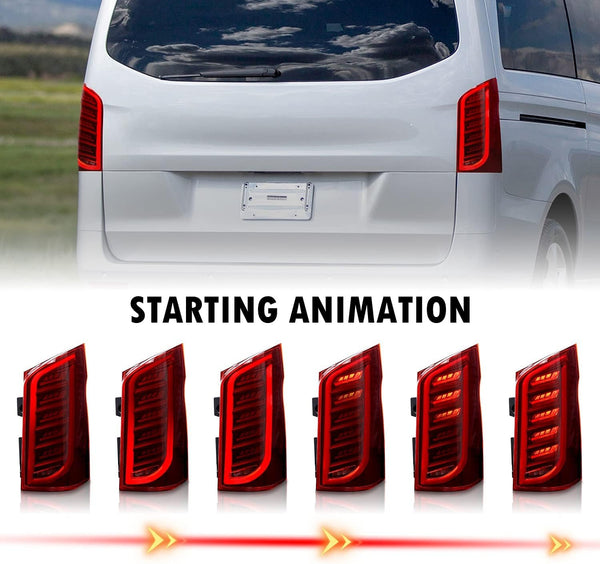 Archaic LED Rear Lights Compatible with V-Class Vito W447 V250 3rd Gen EQV 2016-2023, with Sequential Turn Signal,Animation DRL,For LED Version