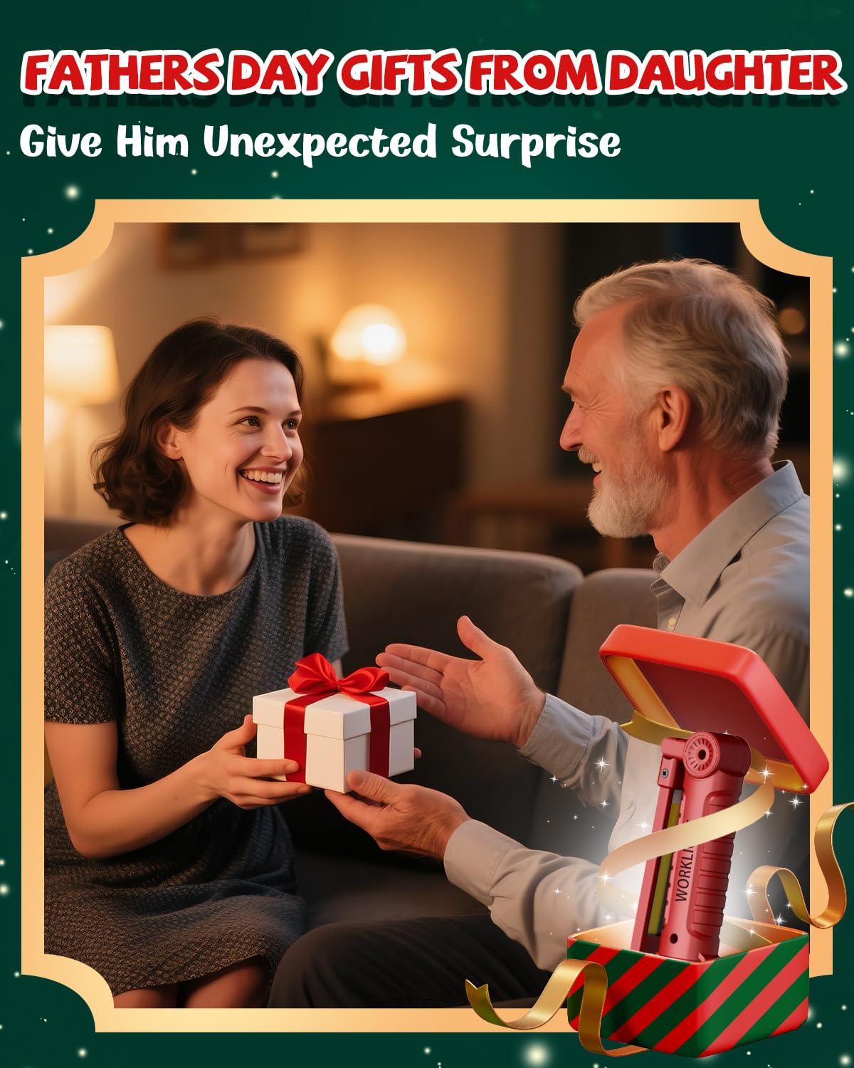 Coquimbo Work Light Christmas Stocking Fillers Gifts for Men Him, LED Torch Rechargeable Inspection Lamp Mechanic Emergency BBQ Light 360° Rotate with Magnetic Base and Hook (2 Pack, Black)