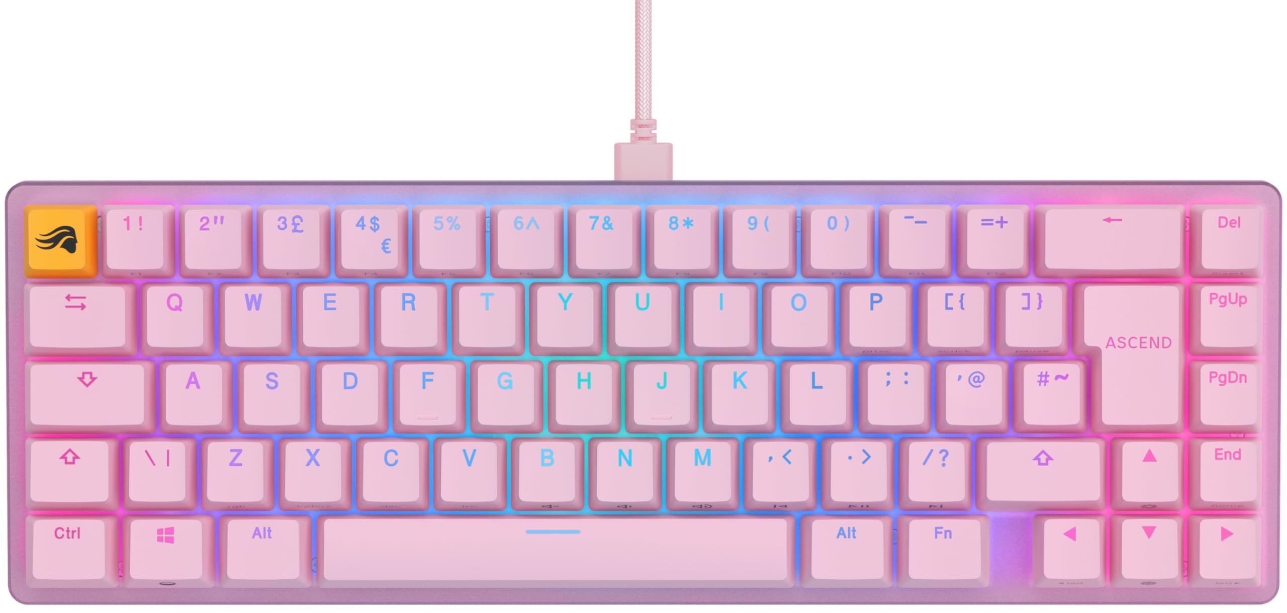 Glorious Gaming GMMK 2 Full Size (96%) - Mechanical Gaming Keyboard, Aluminium Frame, Customisable, Doubleshot Caps, Fox Switches, Per Key RGB, Full NKRO, English UK QWERTY Layout - Pink