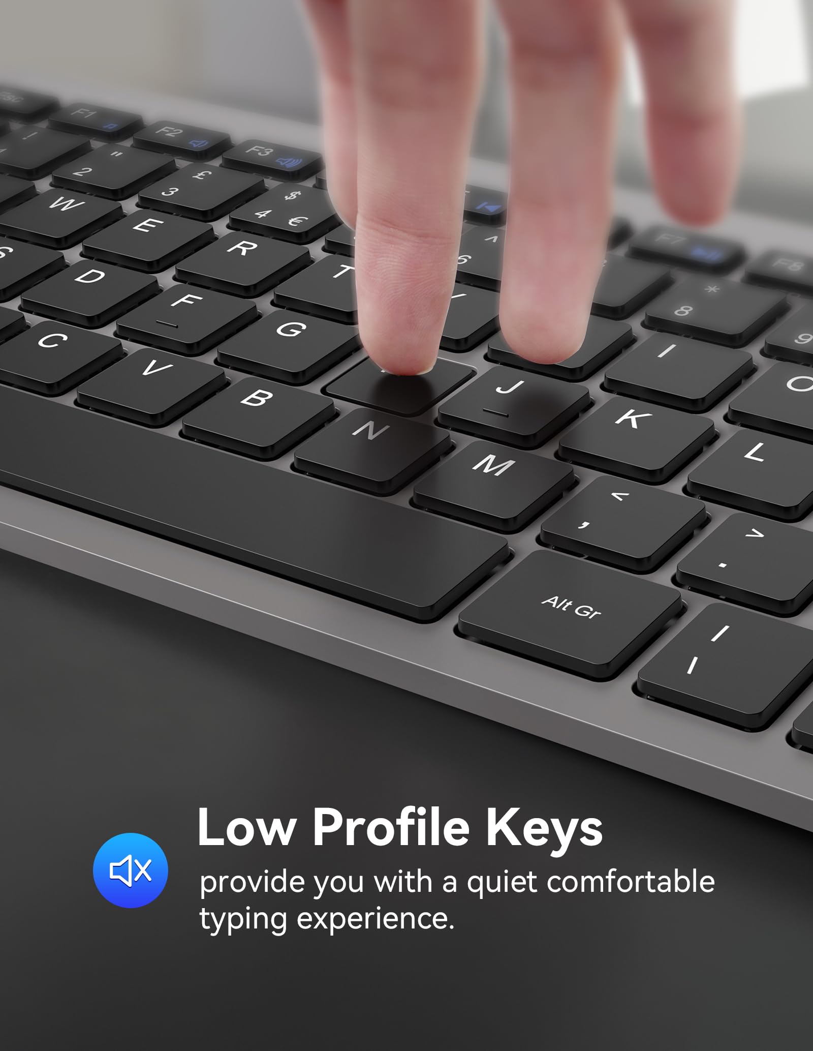 TECKNET 2.4G Wireless Keyboard For Windows/Chrome OS, UK Layout Compact Mini Keyboard, Small Silent Whisper-Quiet Keyboards with 12 months Battery Life (Pink)