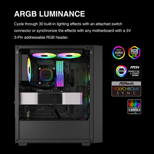 GAMDIAS AURA GL240 V2 AIO, 240mm CPU Liquid Cooler, Easy Cable Routing Design, Rotatable Performance Pump, 2 x 120mm Low-Noise PWM ARGB Fan w/ MB Sync, AMD AM5/AM4；Intel LGA 1851/1700/115x/1200, White