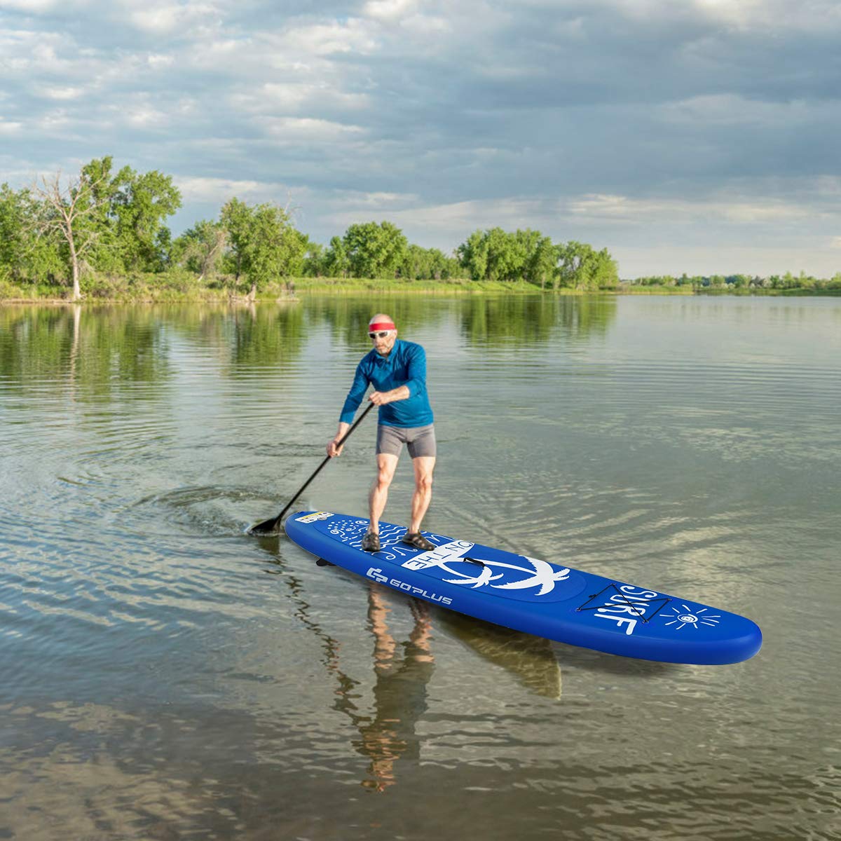 COSTWAY 9.7FT/11FT Inflatable Stand Up Paddle Board, 16cm Thick SUP with Accessories, Carry Bag, Adjustable Paddle, Hand Pump, Bottom Fin, Ankle Leash, Non-Slip Deck, for All Levels