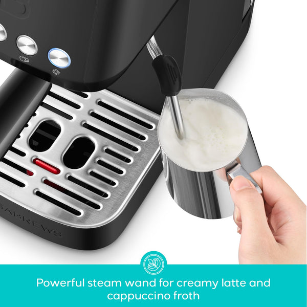 CASABREWS 3700 Essential Espresso Machine 20 Bar, Stainless Steel Cappuccino & Latte Machine with Steam Frother for Home, 1.3L Water Tank, Silver