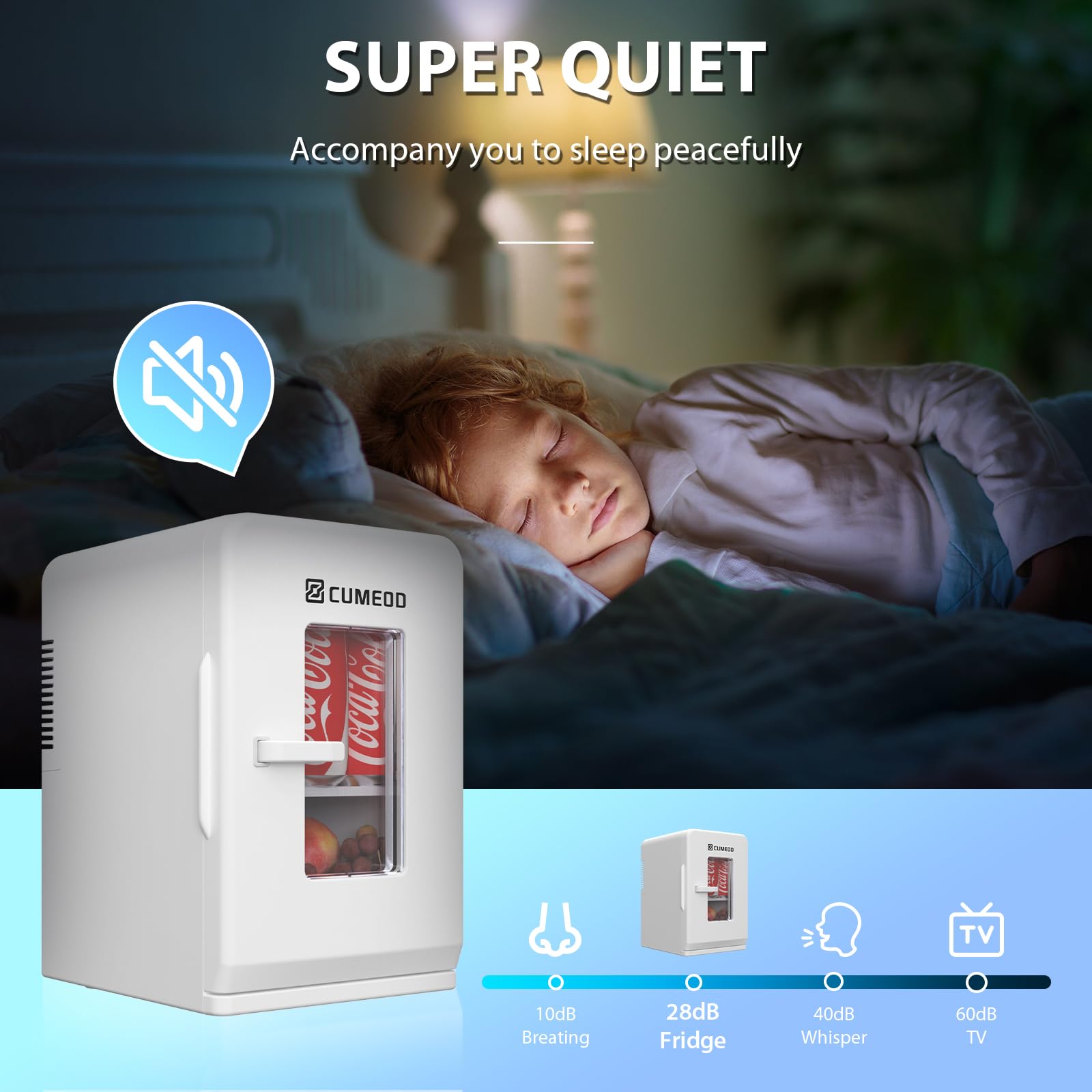 Mini Fridge 15 Liter/21 Cans, Upgrade Portable AC+DC Power Small Fridge for Bedroom, Car, Office, Thermoelectric Cooler and Warmer Skincare Fridge for Food, Drinks, Cosmetics, Max & ECO Mode