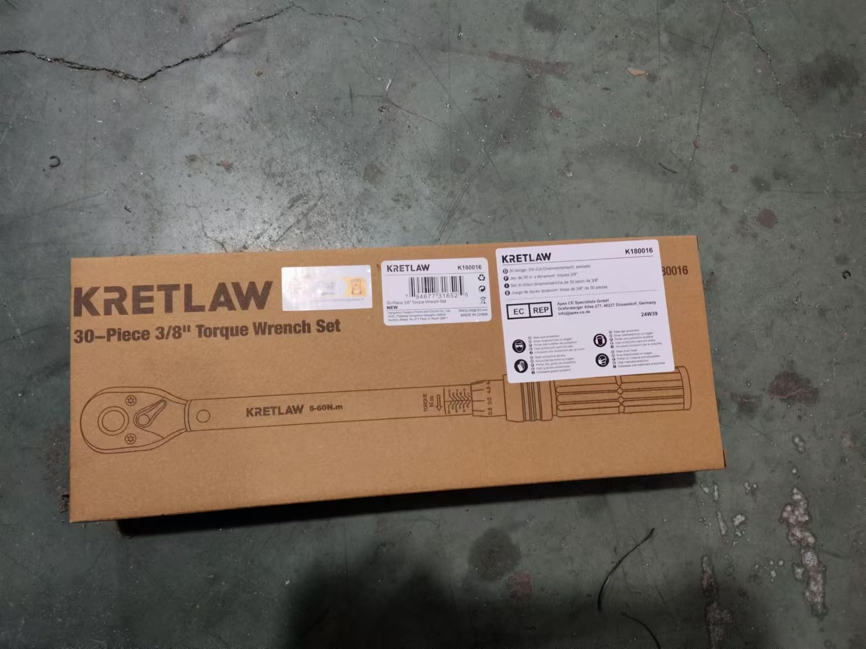 KRETLAW 3/8" Torque Wrench Set 30PCs, 5-60 Nm Drive Click Torque Wrench (72 Teeth ±3% Accuracy) with Extensions, Sockets, Adapter for Bike and Motorcycle Car Truck Maintenance