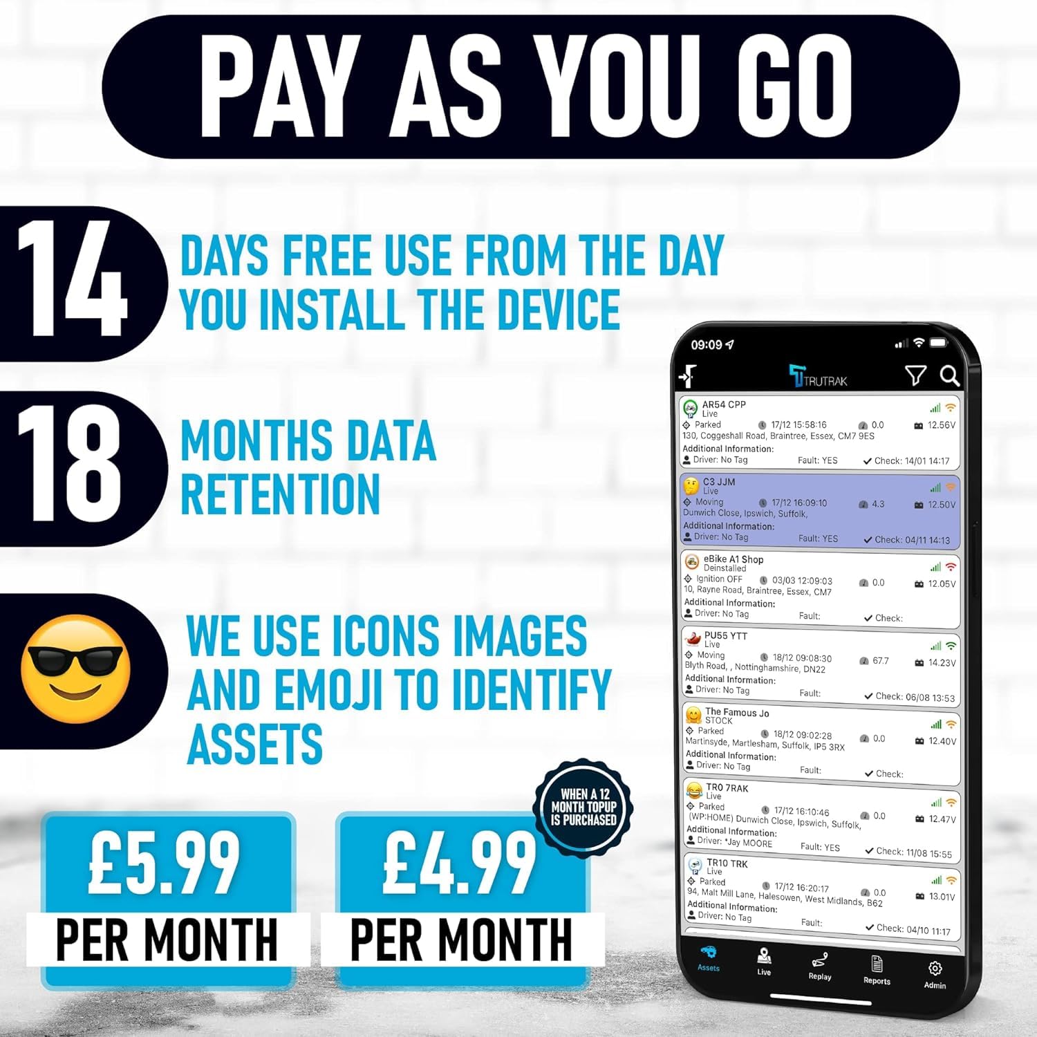 FMT100+ GPS Tracker - Real Time Vehicle Tracker Device - Van, Motorcycle, Caravan, Motorhome, Tractor, Coach, Bike & Car Tracker - Pay As You Go, 12-24V Self Install Including SIM & Data