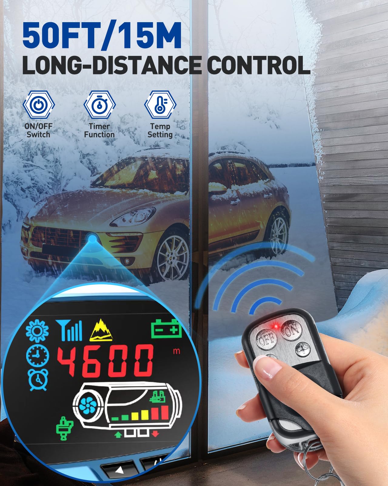 ShockFlo 12V 5KW Diesel Air Heater, All in One Parking Heater Kit with Remote Control, Silencer and LCD Display, Fast Heating, for RV Truck, Motorhomes, Boat, Bus, Car Trailer, Caravans