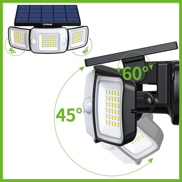 intelamp Solar Security Light Outdoor Motion Sensor 6000mAh Battery 270° 3 Modes Wall Lights Solar Flood Lights with Sensor Lights Garden for Gifts Front Door Garden Fence