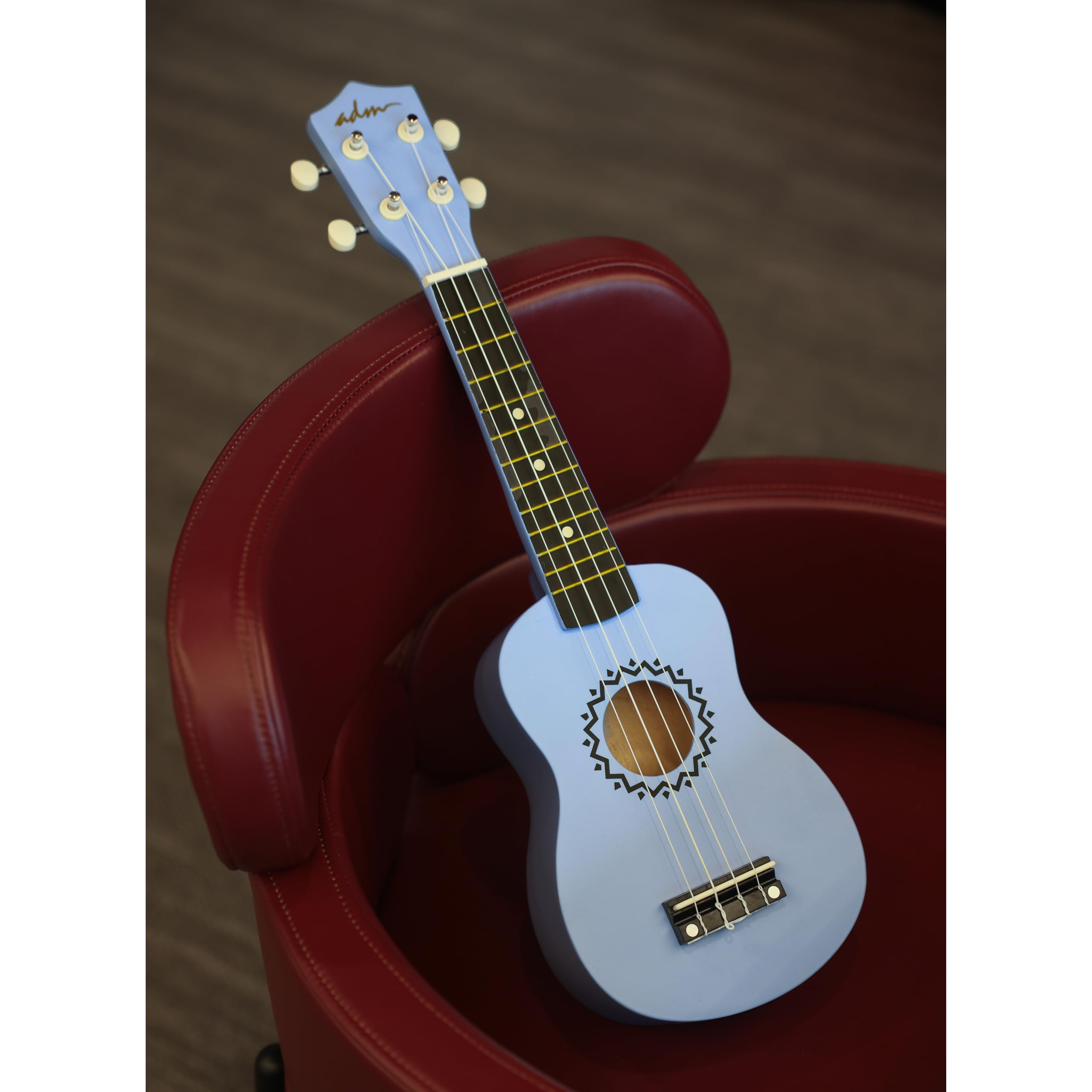 ADM Soprano Ukulele Set for Kids and Beginners, Ukulele Starter Kit with Bag, Clip-On Tuner, Rainbow Strings, Colourful Strap, Plectrum, Fingerboard Sticker, Chord Card (Dark Blue)