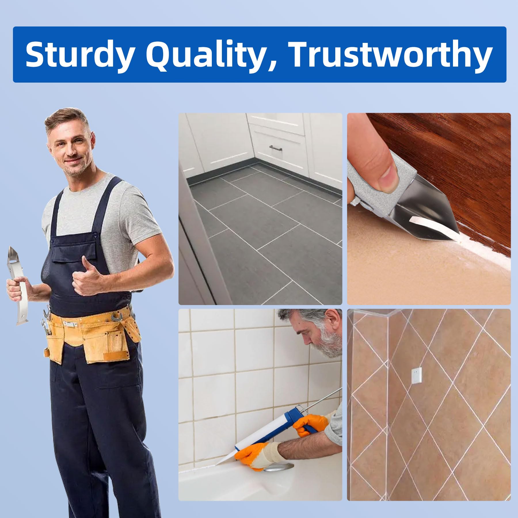 iLitLuk Drip-Free Caulking Gun Ratchet Rod Caulk Gun Applicator 15:1 Thrust Ratio Labor-Saving Lightweight Nylon Frame Cartridge Gun for 10oz/300ml Standard Caulk Tubes with Silicone Finishing Tools