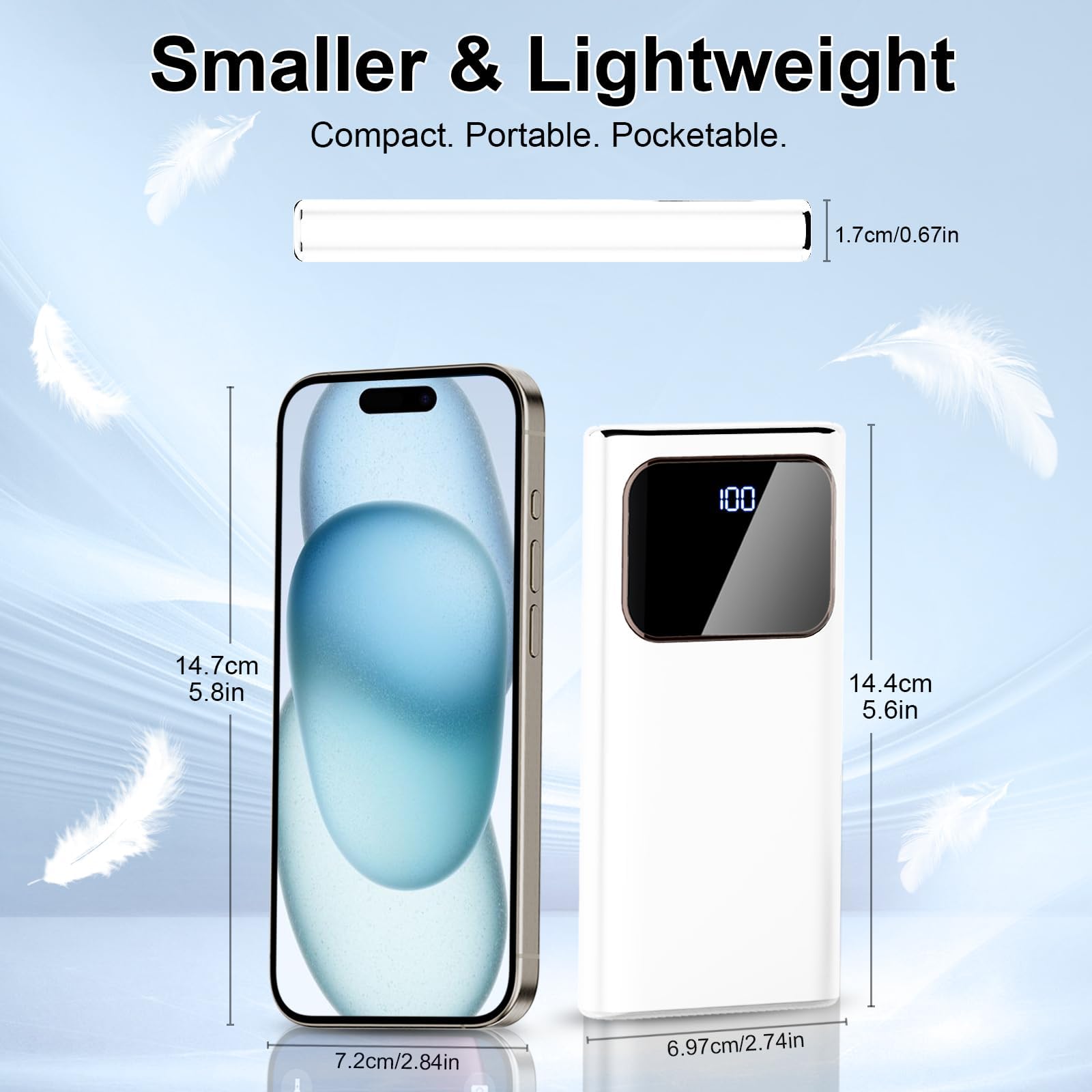 Power Bank High-Speed Charging 10000mAh, Portable Charger Dual Current Mode Phone Battery Pack with USB C Input & Output, PowerBank Triple 3A for iPhone iPad Samsung Xiaomi Android Long Life Recharge