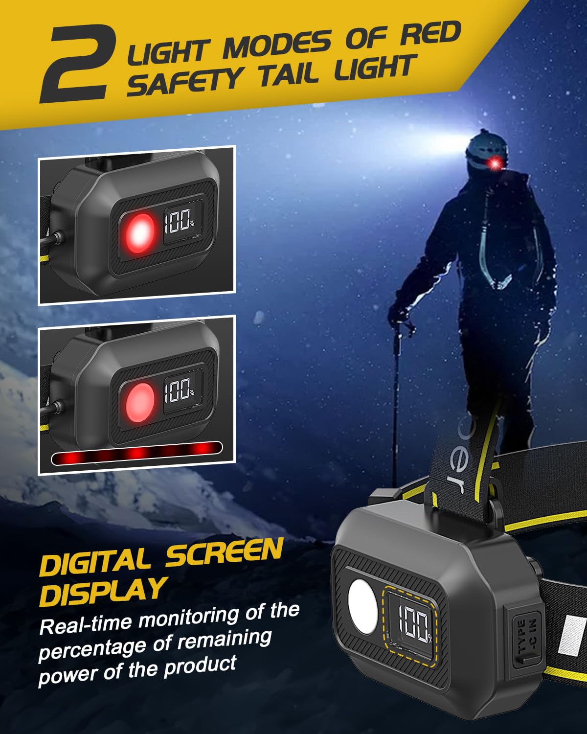 Victoper Head Torch Rechargeable v10000 Upgraded 22000 Lumen Torches LED Super Bright Headlight 10 LEDs Modes Hands-Free Flashlight for Camping Fishing Cycling Hiking Waterproof, Black