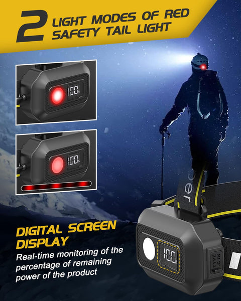 Victoper Head Torch Rechargeable v10000 Upgraded 22000 Lumen Torches LED Super Bright Headlight 10 LEDs Modes Hands-Free Flashlight for Camping Fishing Cycling Hiking Waterproof, Black