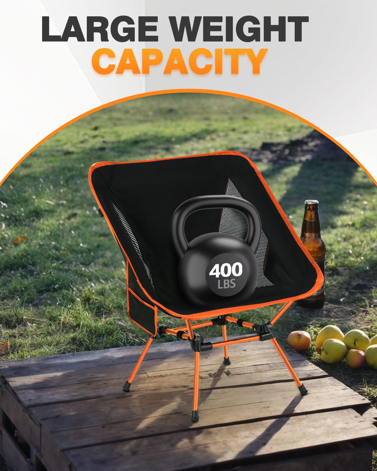 Evolpor Lightweight Folding Camping Chair with Storage Pocket & Carry Bag, High Weight Capacity, Portable for Camping, Hiking, Fishing – Great Gift for Dad, Blue