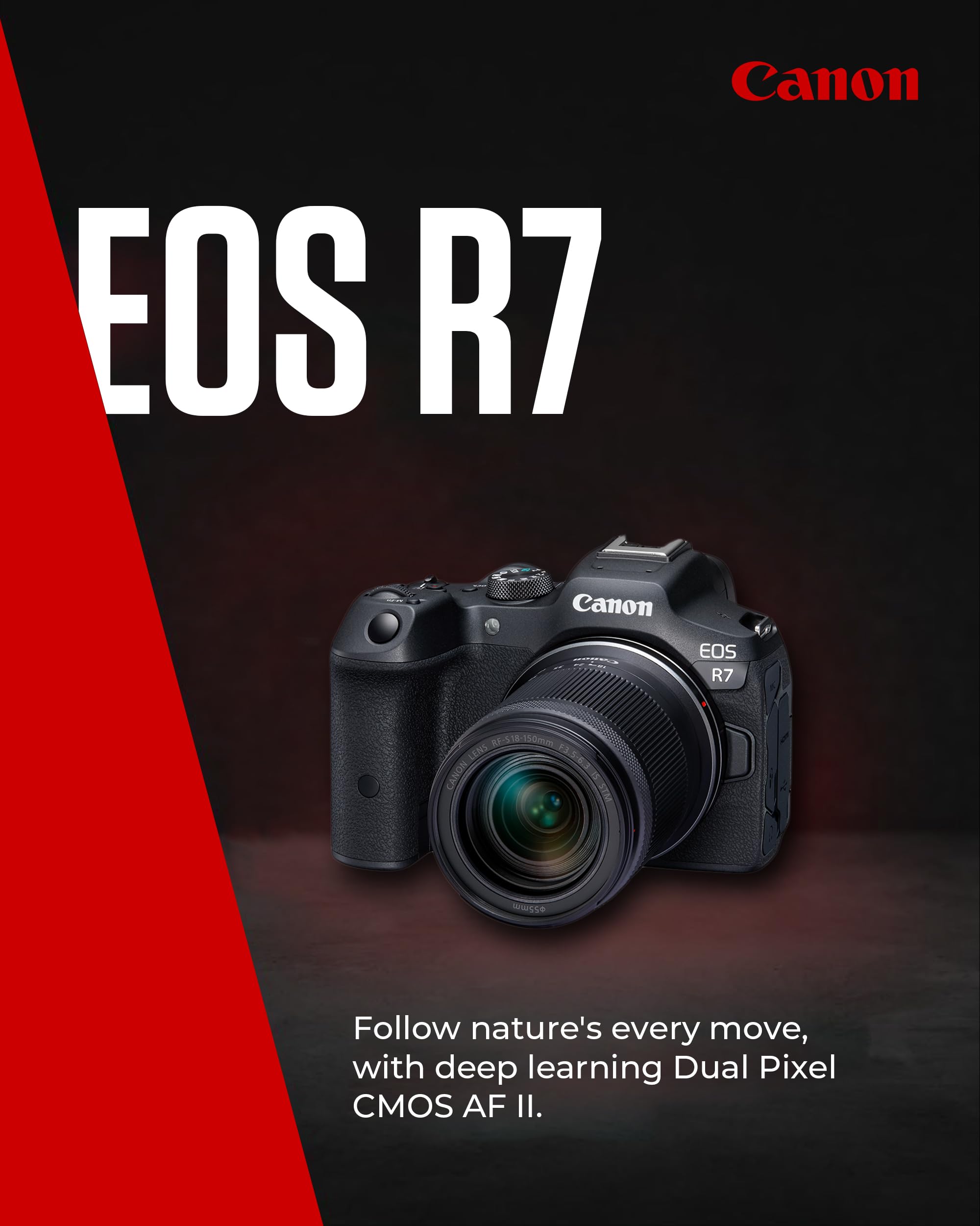 Canon Mirrorless Cameras EOS R7 Body - 32.5 MP APS-C Sized Image Sensor - Dual Pixel CMOS AF II - 4K UHD Video - In-Camera Compositing - LCD Touchscreen - UVC/UAC Compatible