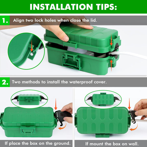 RESTMO Extra Large Waterproof Electrical Box, IP54 Weatherproof Outdoor Outlet Cover, Protect Outlet, Plug, Timer, Power Strip (Not Included), Holiday Light Decoration, 32 x 22 x 13 cm, Black