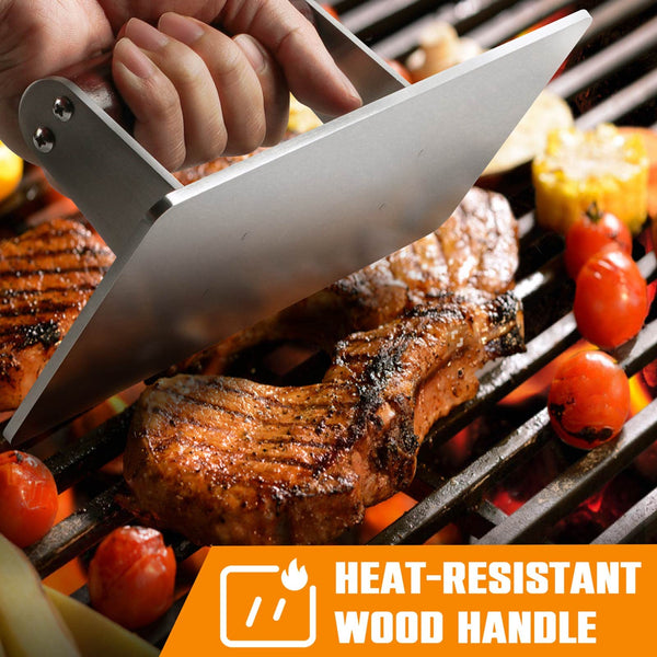 HULISEN 8.5-Inch Burger Press, 2.5 lbs Heavy Duty Bacon & Grill Press, Stainless Steel Smashed Burger Press, Round Smasher with Wood Handle, BBQ Griddle Accessories for Hamburger, Steak, Meat…