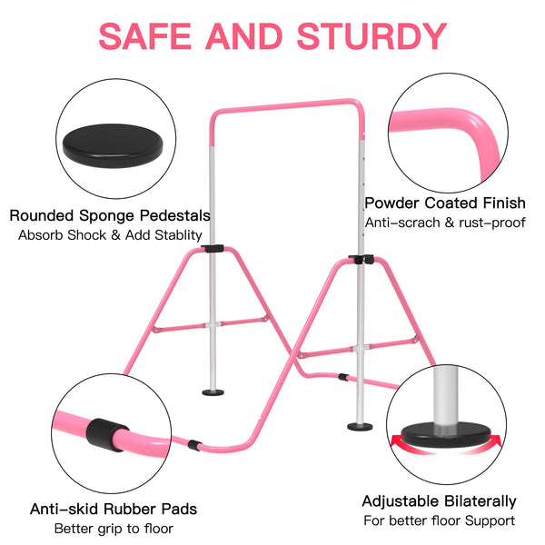 EVERYMILE Gymnastics Bars, Junior Training Kip Bar Gymnastics Equipment for Home,Adjustable Height Folding Horizontal Bar with Gymnastic Rings for Kid