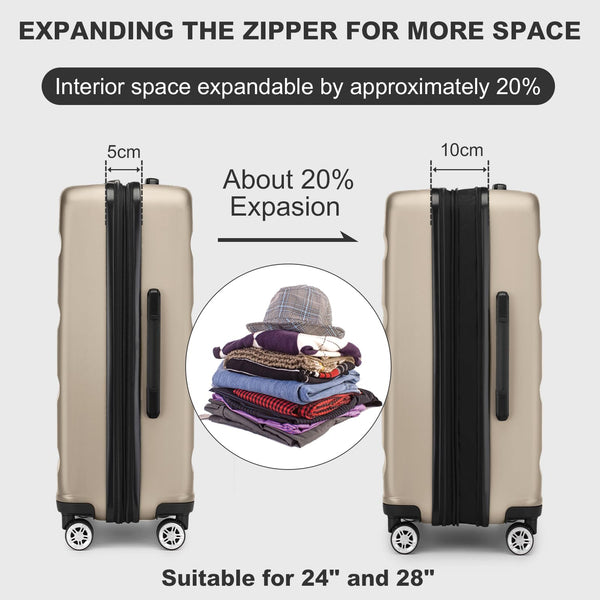 Kono Lightweight 28" Large Suitcase | Hard Shell with TSA Lock | 4 Dual Spinner Wheels | Expandable Design for Easy Travel | Perfect for Business & Vacation (Cream White,75x47.5x29.5cm)