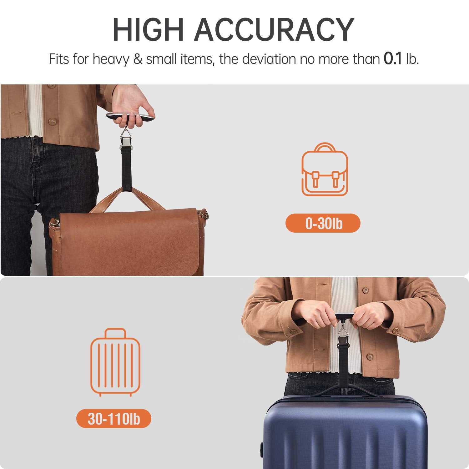 FREETOO Luggage Scale Portable Digital Weight Scale for Travel Suitcase Weigher with Tare Function 110 Lb/ 50Kg Capacity Red