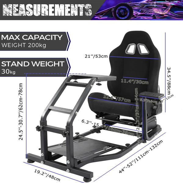 Minneer Racing Simulator Cockpit with Gaming Seat(Black) Stand-Up Fit for Logitech Fanatec Thrustmaster G29, G27, G25, G923 Adjustable Gaming Steering Wheel Stand Without Wheel and Pedals
