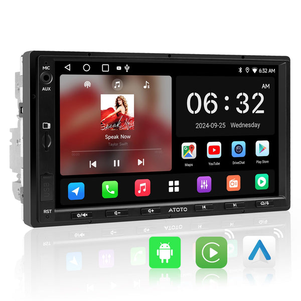 A5L 10.1inch Android Double DIN Car Stereo, WiFi/Bluetooth/USB Tethering, Wireless CarPlay/Android Auto, Touchscreen Car Radio, 24B-EQ DSP, MirrorLink, 2G+32G, FM/RDS, AI Chat, GPS Tracking