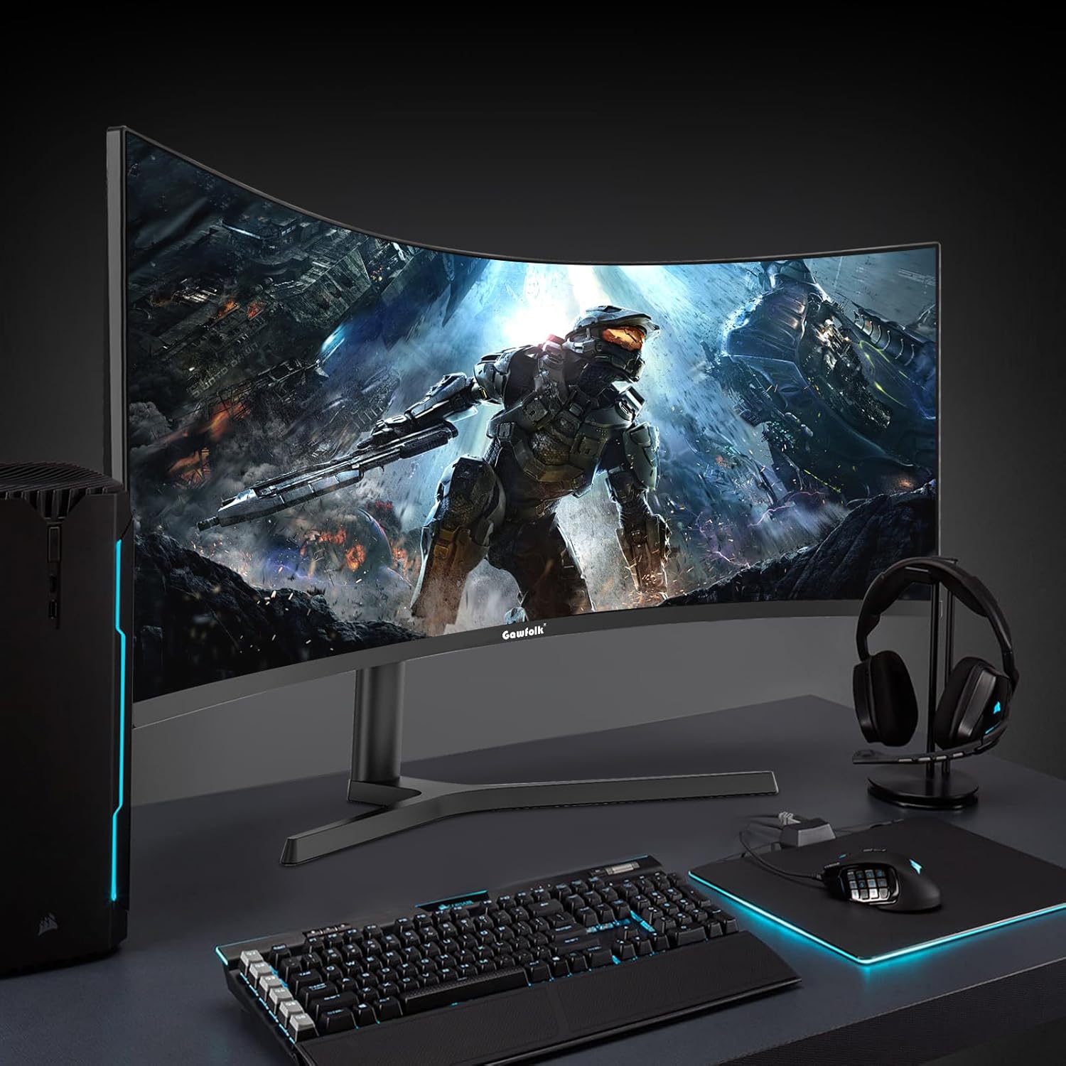 Gawfolk 34 Inch Ultrawide Curved 144Hz Gaming Computer Monitor 1500R PC Screen 21:9 UWQHD (3440x1440),Adaptive Sync,178° Viewing Angle,Display Port、HDMI 2.0, VESA75x75MM-Black