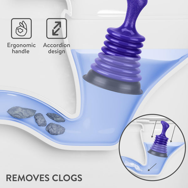 Luigi's Sink Plunger - Drain Plunger Sink Unblocker - Plungers for Unblocking - Drain Plungers for Bathroom Kitchen Bath Shower - Unblock Pump with Accordion Bellows