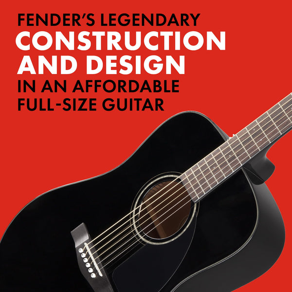Fender CD-60 Dreadnought V3 DS Acoustic Guitar in Black with Walnut Fretboard, Great for Beginners, Comes with Free Virtual Lessons