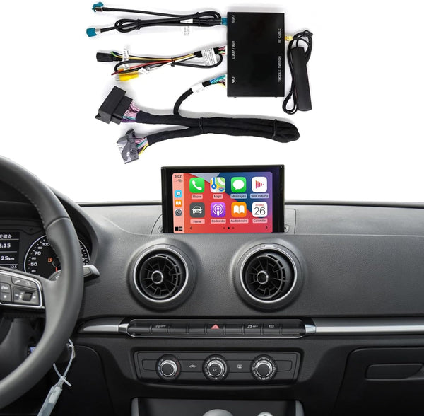 Road Top Wireless Carplay Android Auto Retrofit Kit for Audi A3 2013-2018 Year, Carplay Retrofit Kit Decoder, Support Mirror Link, Reverse Camera, Navigation