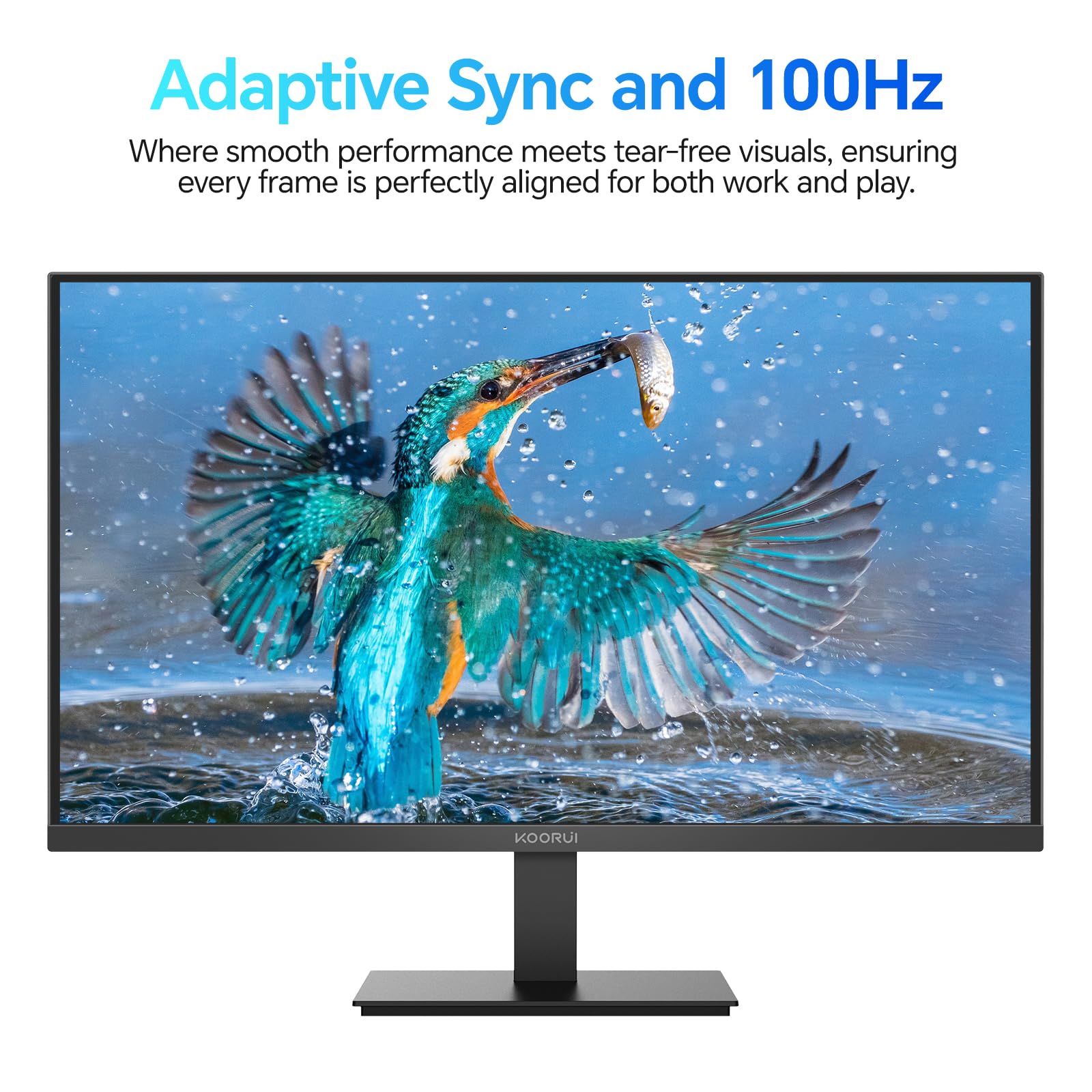 KOORUI E2711F 27 Inch FHD Monitor, Gaming 100Hz, IPS Computer Monitors, 1080P Pc Screen, Adaptive Sync, 5ms, VESA 100x100mm, Eye Care, HDMI, VGA