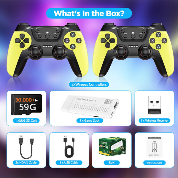 Retro Games Console, 40000+ wireless retro gaming console stick,HD HDMI TV Revisit Classic retro play Plug and Play game stick,Premium Competitive Dual Controllers