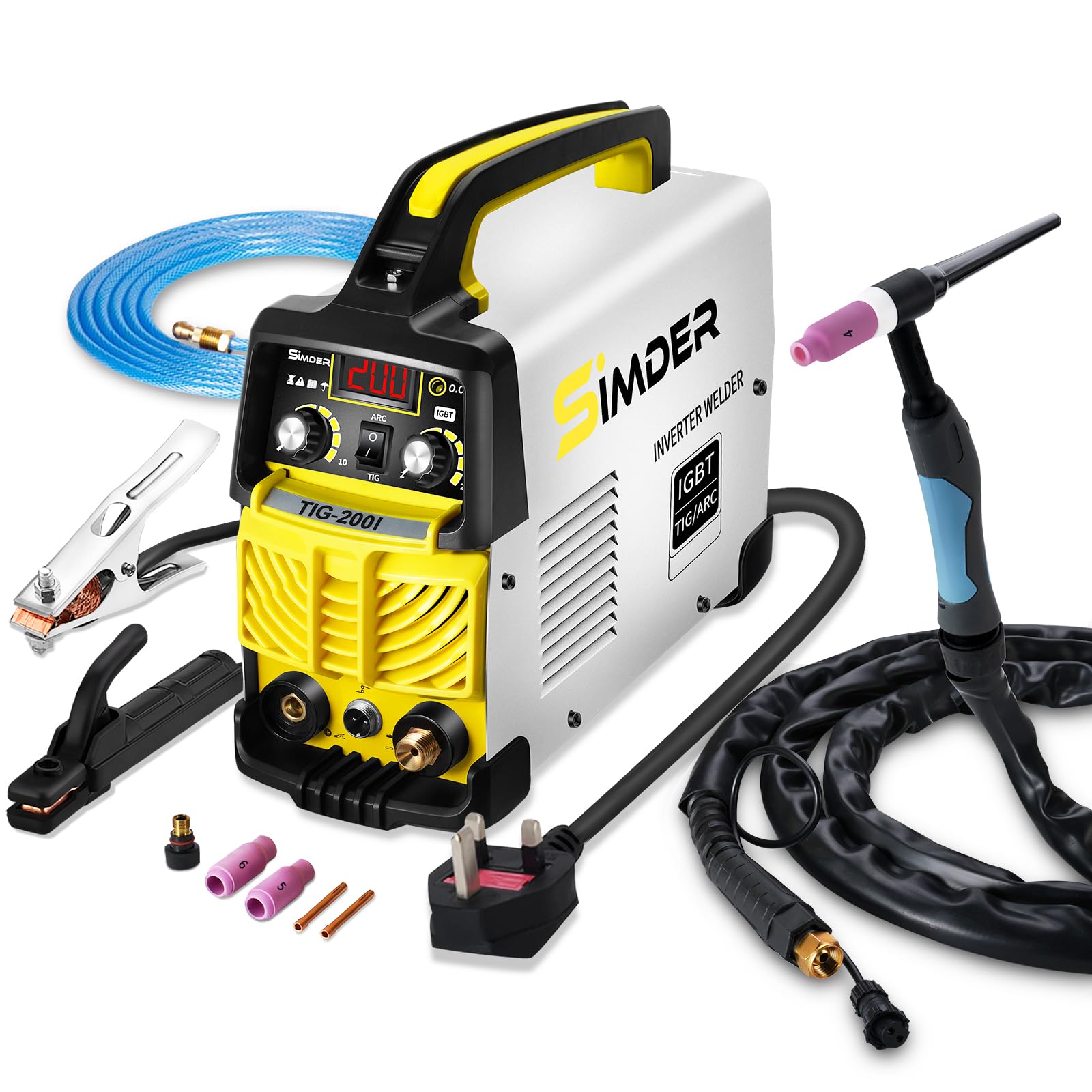 SSIMDER Tig Welder TIG-200 220V TIG MMA 2 in 1 Welding Machine Stick Arc Welding DC IGBT Inverter Welder Machine for Metal Fabrication/Automotive/DIY/Workshops,Best for Beginner