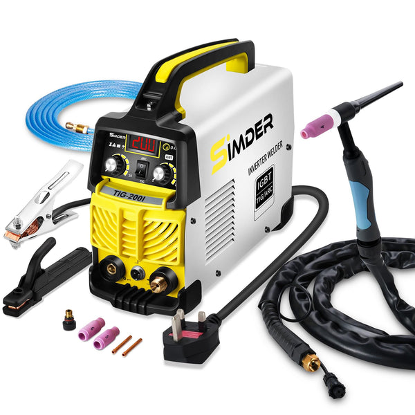SSIMDER Tig Welder TIG-200 220V TIG MMA 2 in 1 Welding Machine Stick Arc Welding DC IGBT Inverter Welder Machine for Metal Fabrication/Automotive/DIY/Workshops,Best for Beginner