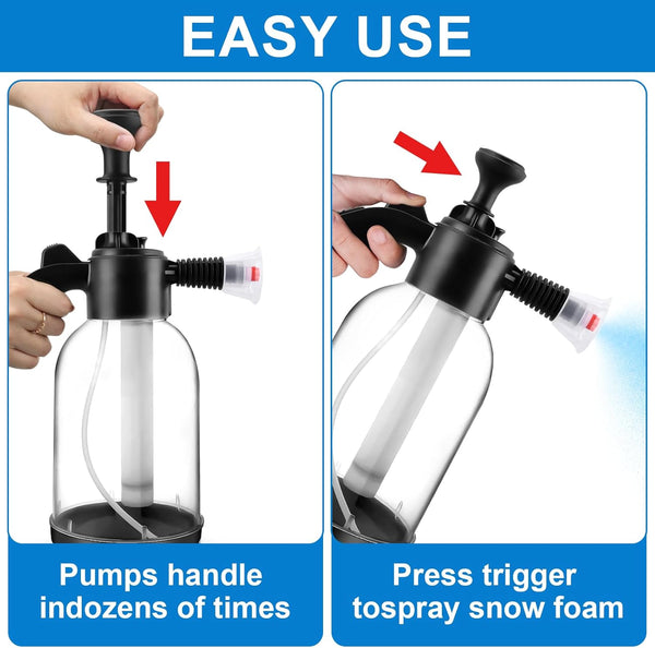 Snow Foam Pump Sprayer,2l Car Foam Sprayer With 2 Nozzles, Manual Pressurized Snow Foam Sprayer,Snow Foam Bottle,Foam Sprayer, Premium Snow Foam Gun For Car Cleaning And Gardening