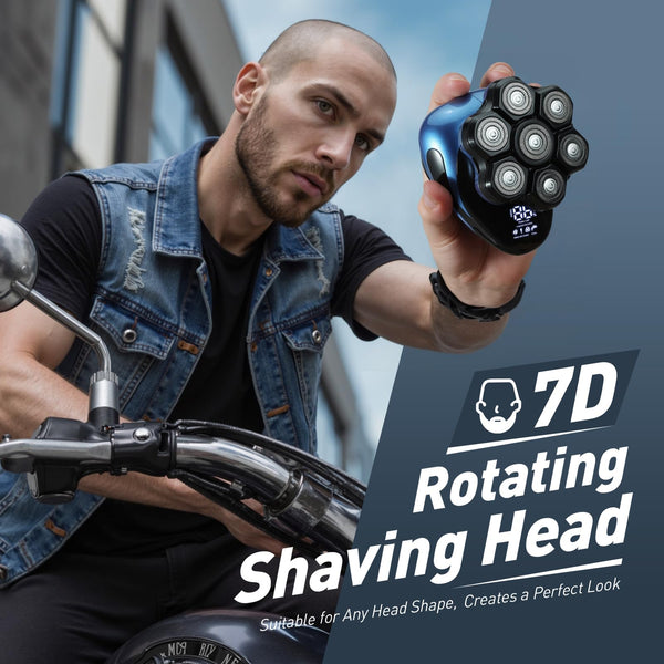 Head Shaver for Bald Men: Electric Bald Razor-7D Wet/Dry Shaving-Professional Grooming Kit for Balder-Rechargeable Head Shavers for Scalp/Face/Beard -Close Shave