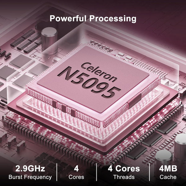 HUQPPQ 14 Inch Laptop Celeron N5095 Processor (Up to 2.9GHz) 8GB RAM 256GB SSD Win11 Laptops | FHD 1920×1200 IPS Display | WiFi 5, BT4.2, Webcam | 180° Foldable | For Students & Business-Pink-N700