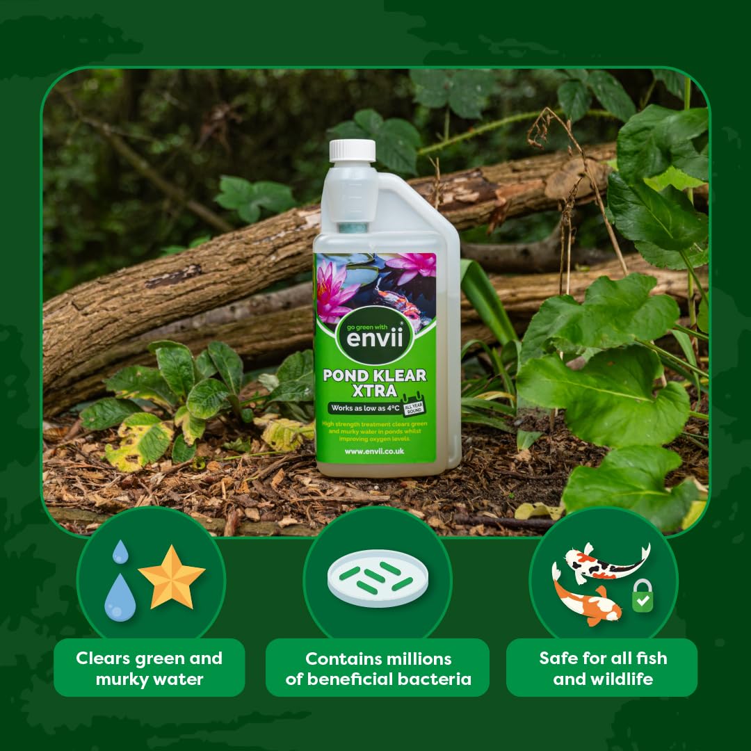 Envii Pond Klear Xtra ? Strong Pond Clear Water Treatment, Naturally Clears Green Pond Water ? Treats Up To 100,000 litres