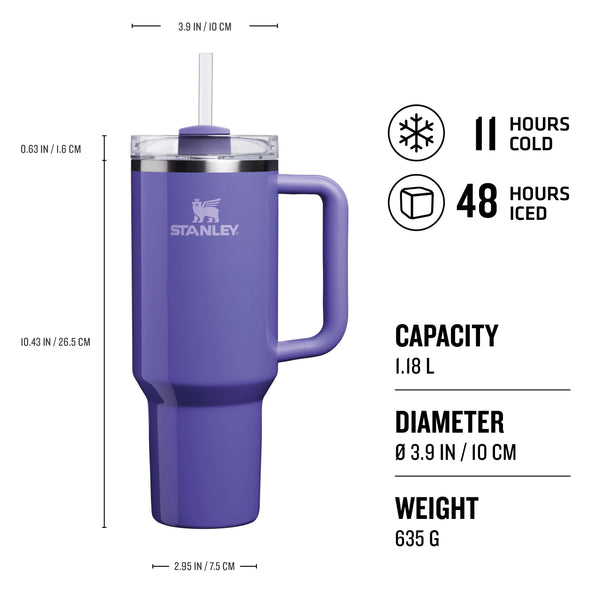 STANLEY Quencher H2.0 Flowstate Tumbler 1.2L - Cold for 11 Hours - Iced for 48 Hours - Metal Water Bottle with Straw, Handle and Lid - Dishwasher Safe - Travel Mug for Cold Drinks