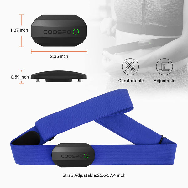 COOSPO Heart Rate Monitor Chest Strap,Bluetooth ANT+ Chest HRM for Running Cycling Gym Fitness, Heart Rate Monitors IP67 Waterproof Compatible with Strava Zwift Wahoo Garmin Polar Peloton App