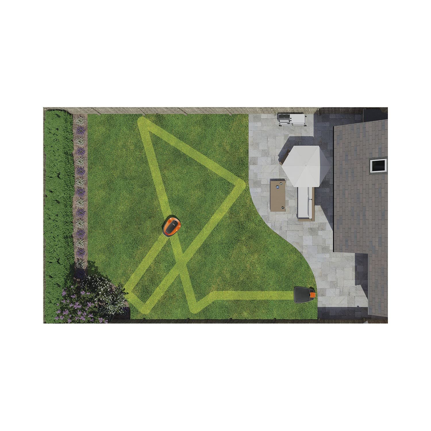 Flymo EasiLife 250 GO Robotic Lawn Mower - Cuts Up to 250 sq m, Ultra Quiet Mowing, Manicured Lawn, Bluetooth Application Control, Safety Sensors, Hose Washable, Lifestyle Functions, Orange and Grey